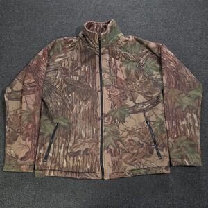 Vintage Gander Mountain Fleece Jacket Mens XL Realtree Camo Full Zip Made in USA